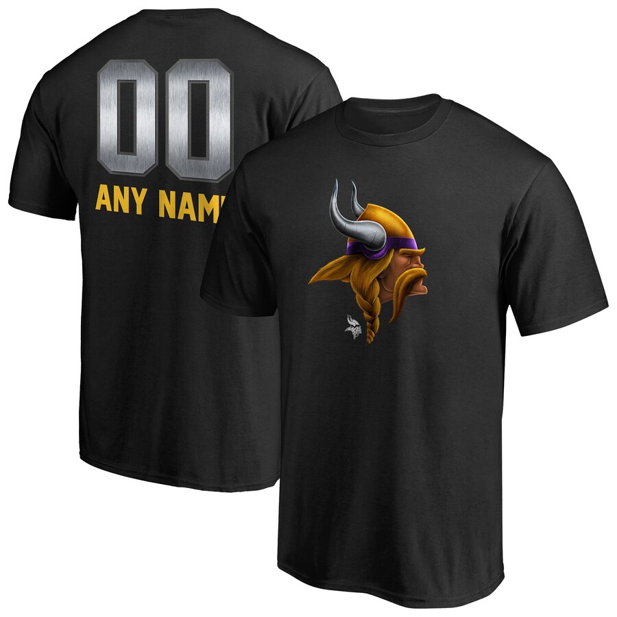 Men's Minnesota Vikings Black Personalized Midnight Mascot T-Shirt - Jersey