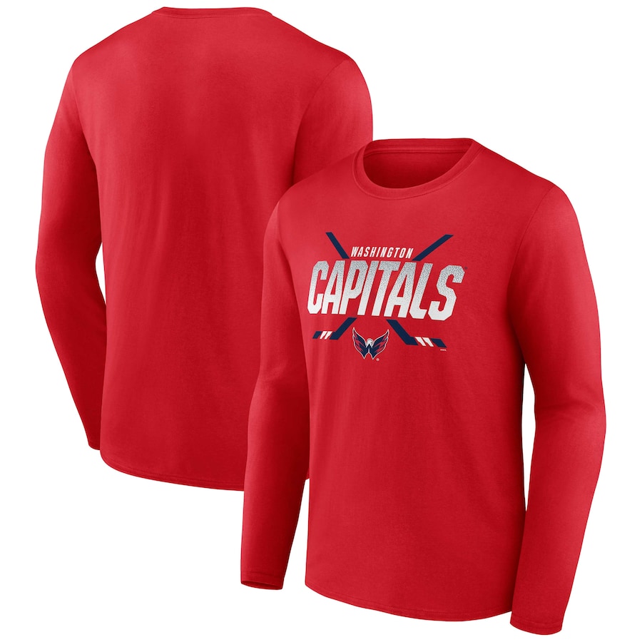 Men's Washington Capitals Fanatics Red Covert Long Sleeve T-Shirt - Jersey