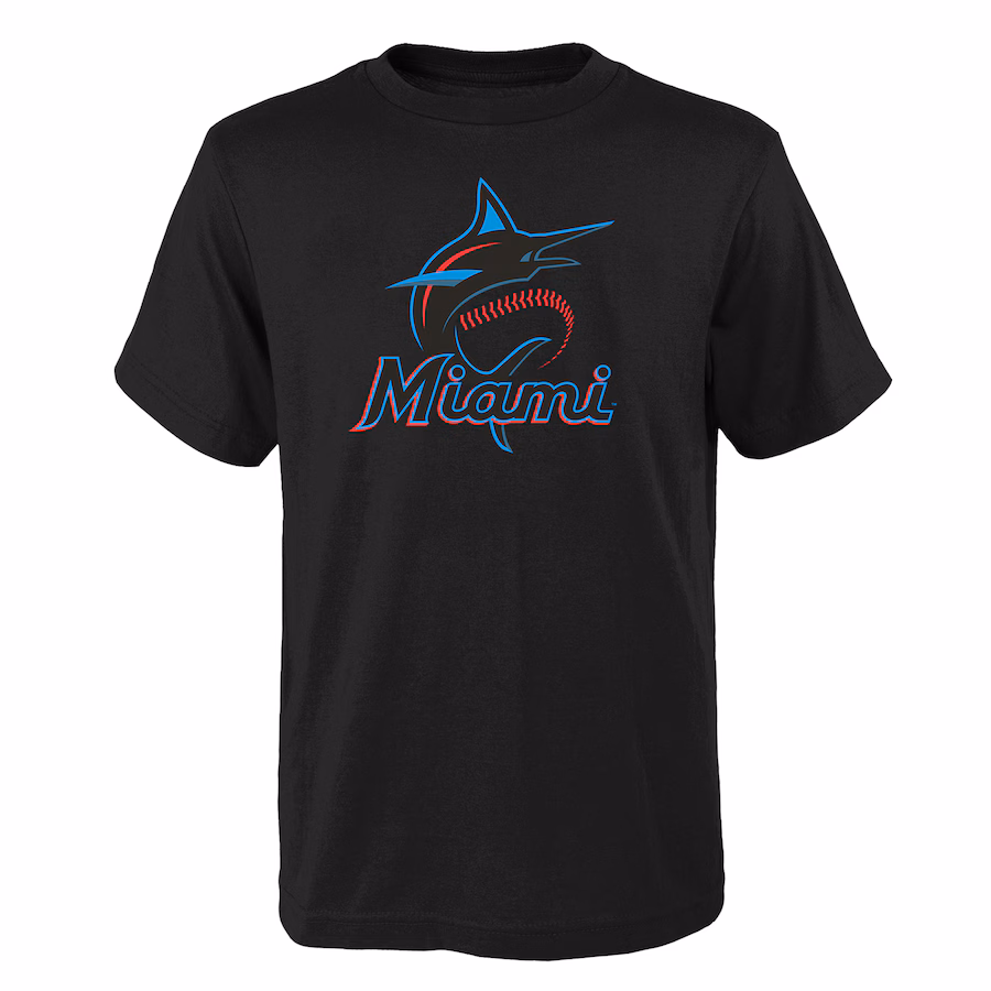 Youth Miami Marlins Black Logo Primary Team T-Shirt - Jersey