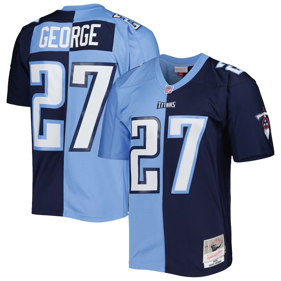 Men's Tennessee Titans Eddie George Mitchell & Ness Navy/Light Blue 1999 Split Legacy Replica Jersey - Jersey