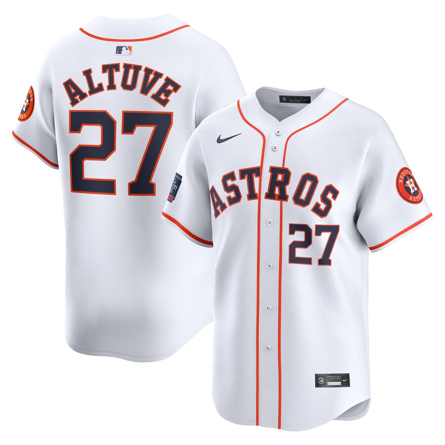 Men's Houston Astros Jose Altuve Nike White 2024 MLB World Tour Mexico City Series Home Limited Player Jersey - Jersey