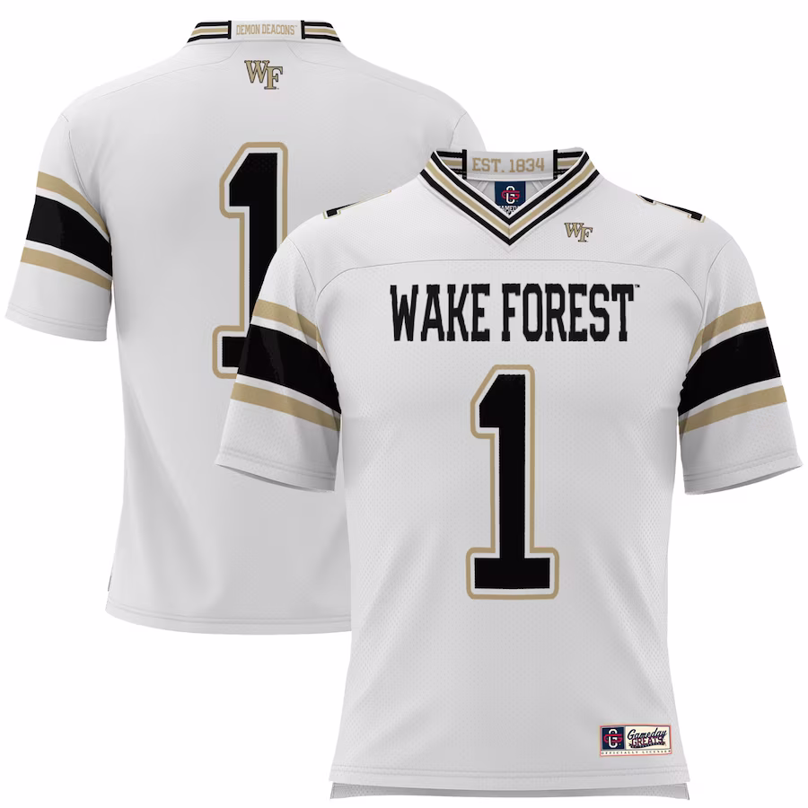 #1 Wake Forest Demon Deacons GameDay Greats Football Jersey - White - Jersey