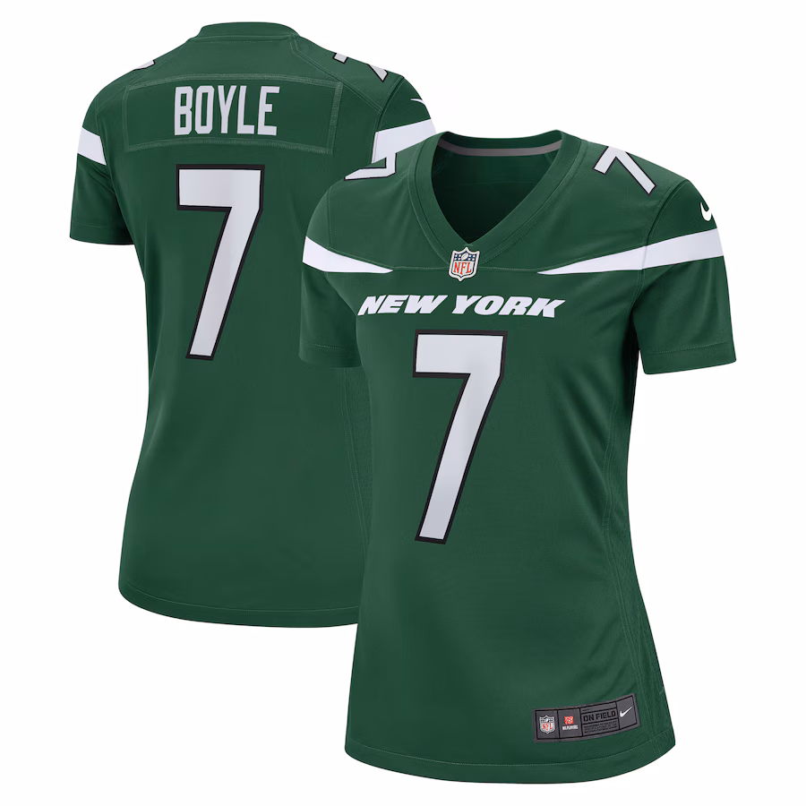 Women's New York Jets Tim Boyle Nike Gotham Green Game Jersey - Jersey