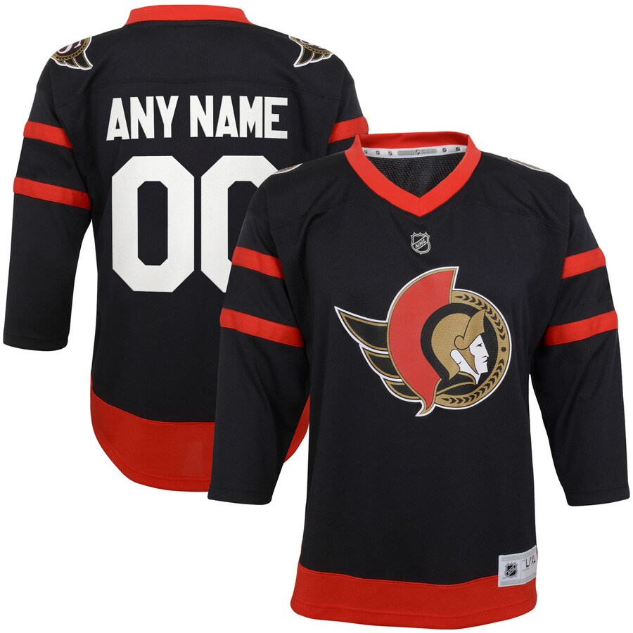 Youth Ottawa Senators Black Home Replica Custom Jersey - Jersey