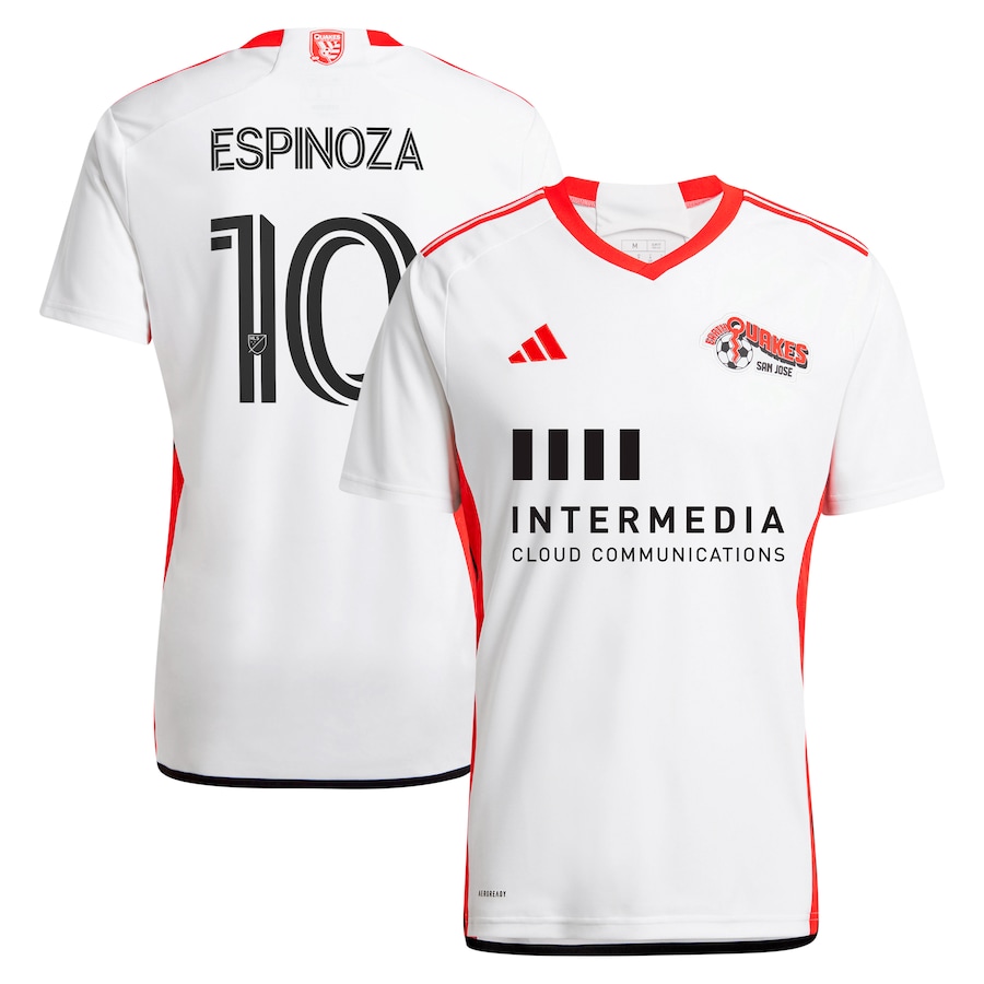 Men's San Jose Earthquakes Cristian Espinoza adidas White 2024 The 50 Kit Replica Player Jersey - Jersey