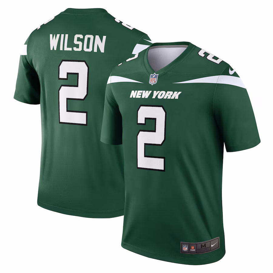 Men's New York Jets Zach Wilson Nike Gotham Green Team Legend Player Performance Top - Jersey