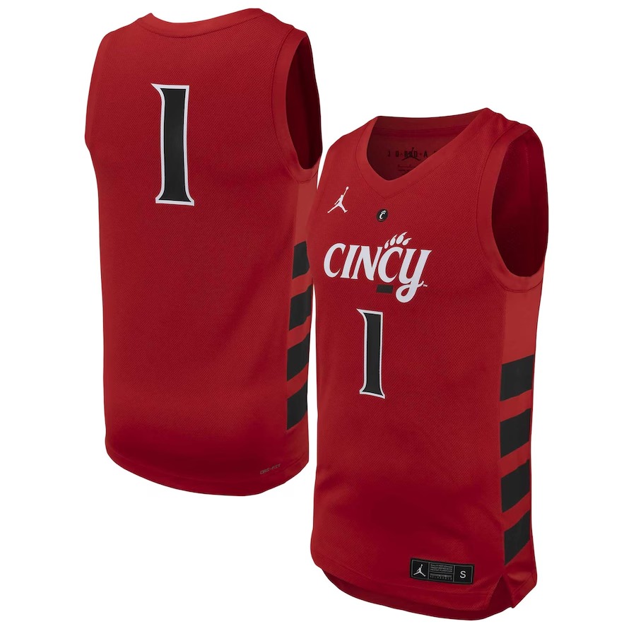 #1 Cincinnati Bearcats Jordan Brand Replica Basketball Jersey - Red - Jersey