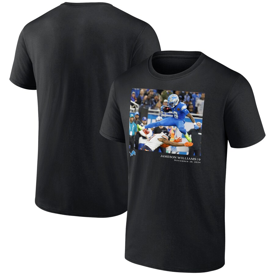Men's Detroit Lions Jameson Williams Black NFL Flash Features Week 13 T-Shirt - Jersey