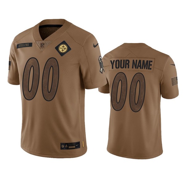 Men's Pittsburgh Steelers Active Player Custom 2023 Brown Salute To Setvice Limited Football Stitched Jersey - Jersey