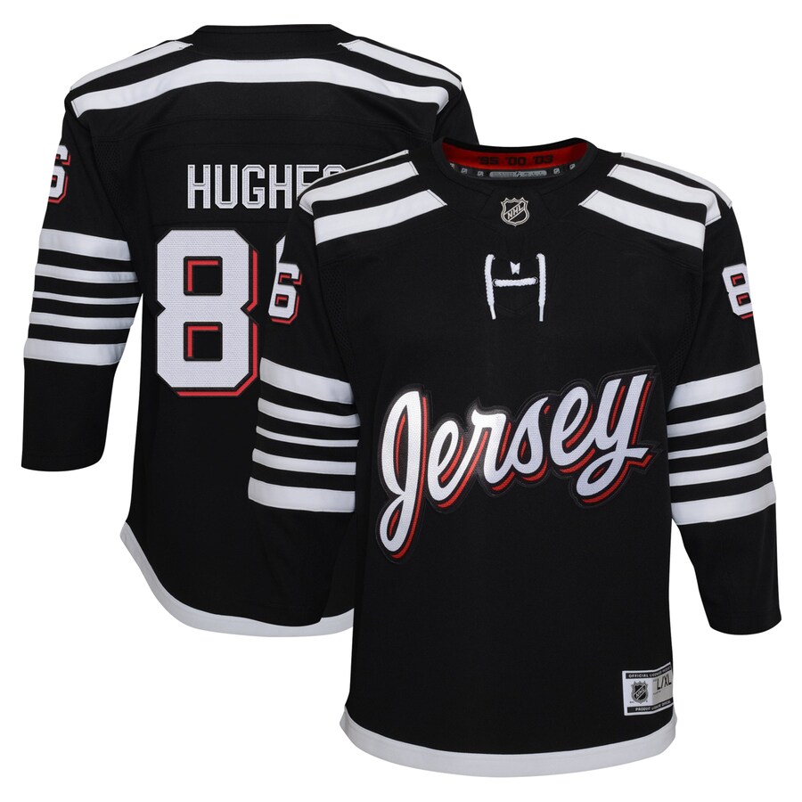 Youth New Jersey Devils Jack Hughes Black Alternate Premier Player Jersey - Jersey