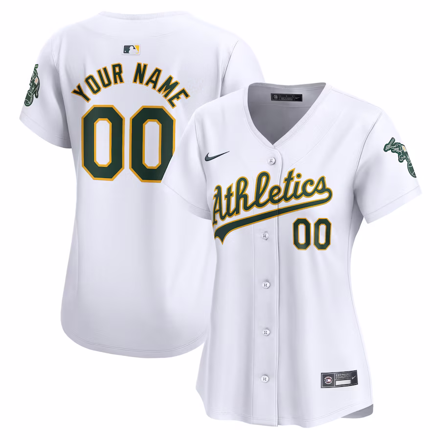 Women's Oakland Athletics Nike White Home Limited Custom Jersey - Jersey