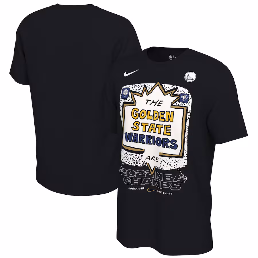 Men's Golden State Warriors Nike Black 2022 NBA Finals Champions Celebration Expressive T-Shirt - Jersey