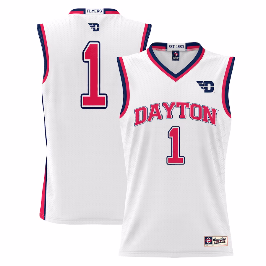 #1  Dayton Flyers GameDay Greats  Lightweight Basketball Jersey - White - Jersey
