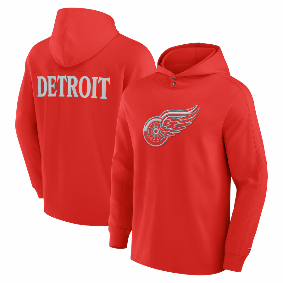 Men's Detroit Red Wings Fanatics Red Elements Blaze Tri-Blend Long Sleeve Hoodie T-Shirt - Jersey