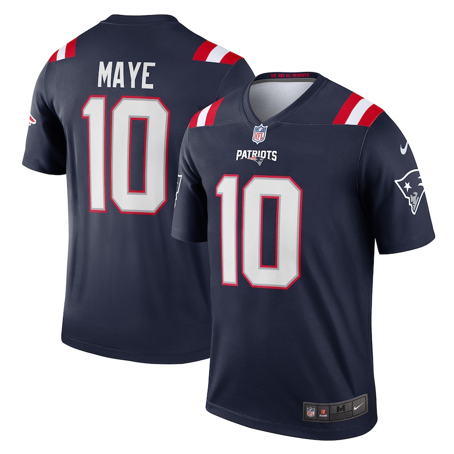 Men's New England Patriots Drake Maye Nike Navy Legend Player Performance Top - Jersey