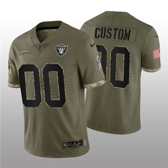 Men's Las Vegas Raiders ACTIVE PLAYER Custom 2022 Olive Salute To Service Limited Stitched Jersey - Jersey