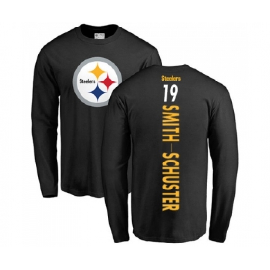 Football Pittsburgh Steelers #19 JuJu Smith-Schuster Black Backer Long Sleeve T-Shirt - Jersey