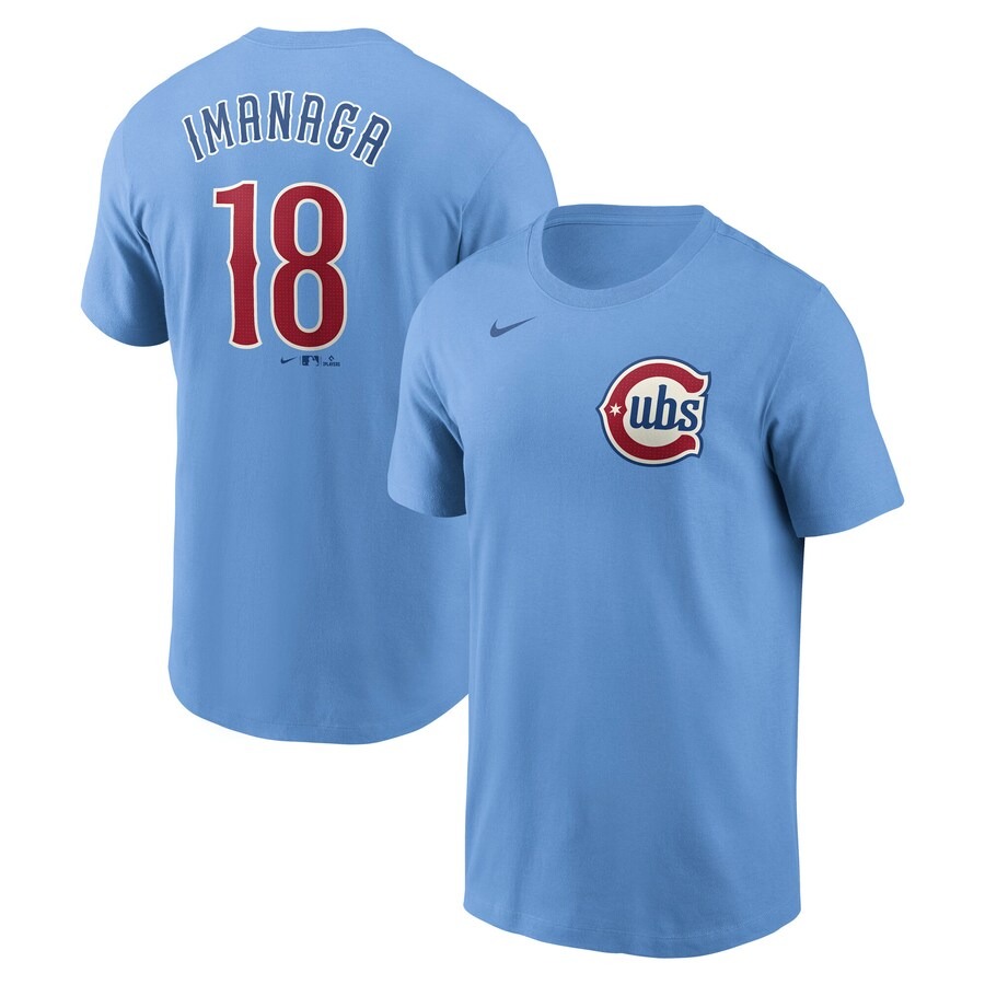 Men's Chicago Cubs Shōta Imanaga Nike Baby Blue Fuse Name & Number T-Shirt - Jersey