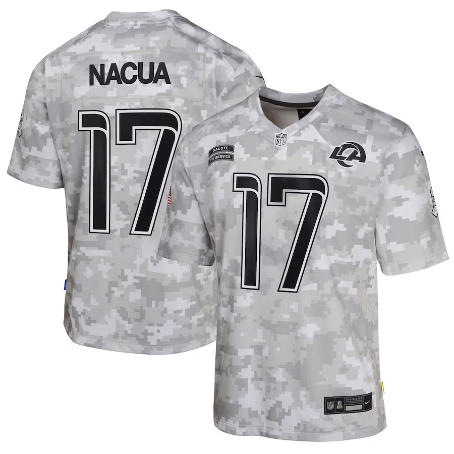 Youth Los Angeles Rams Puka Nacua Nike Arctic Camo 2024 Salute to Service Game Jersey - Jersey