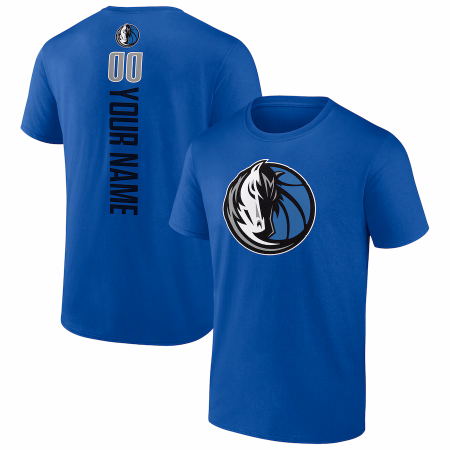Men's Dallas Mavericks Blue Personalized Playmaker Team T-Shirt - Jersey