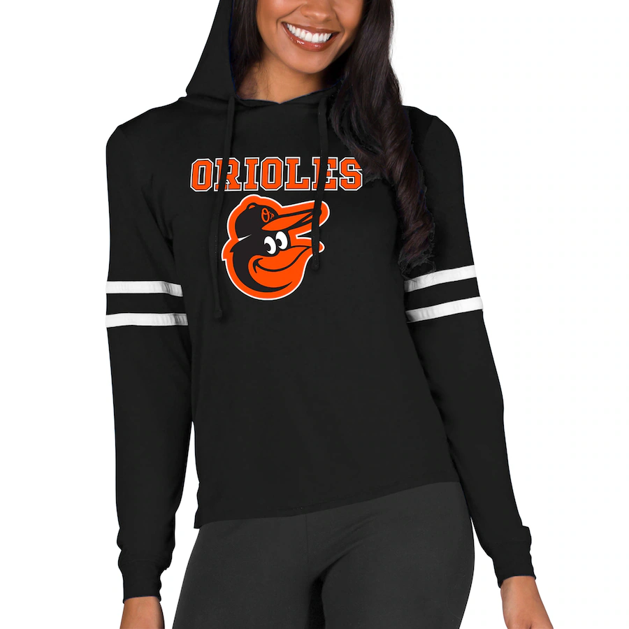Women's Baltimore Orioles Concepts Sport Black Marathon Lightweight Lounge Pullover Hoodie - Jersey