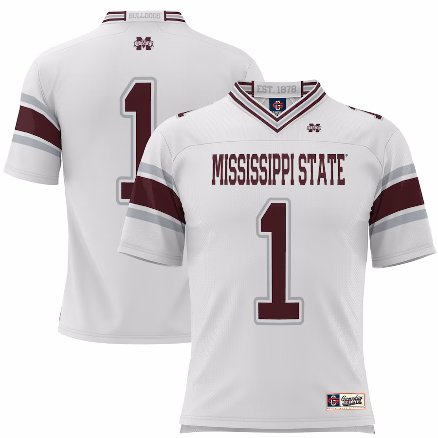 #1 Mississippi State Bulldogs GameDay Greats Youth Football Jersey - White - Jersey