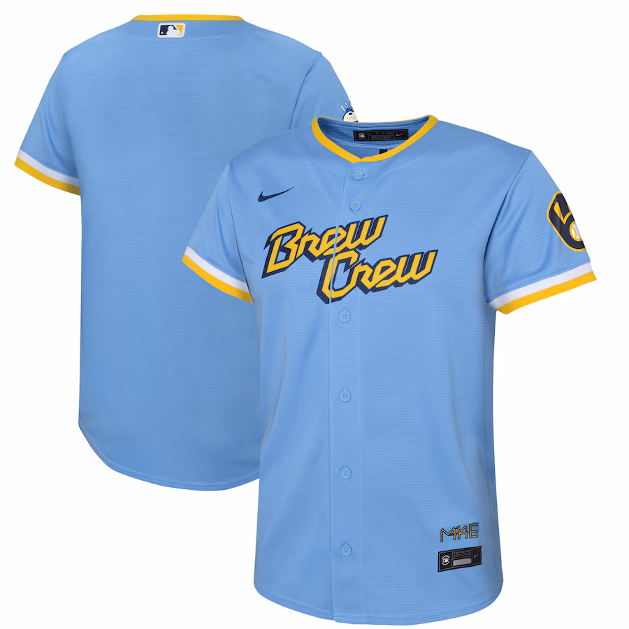Youth Milwaukee Brewers Nike Powder Blue City Connect Replica Team Jersey - Jersey