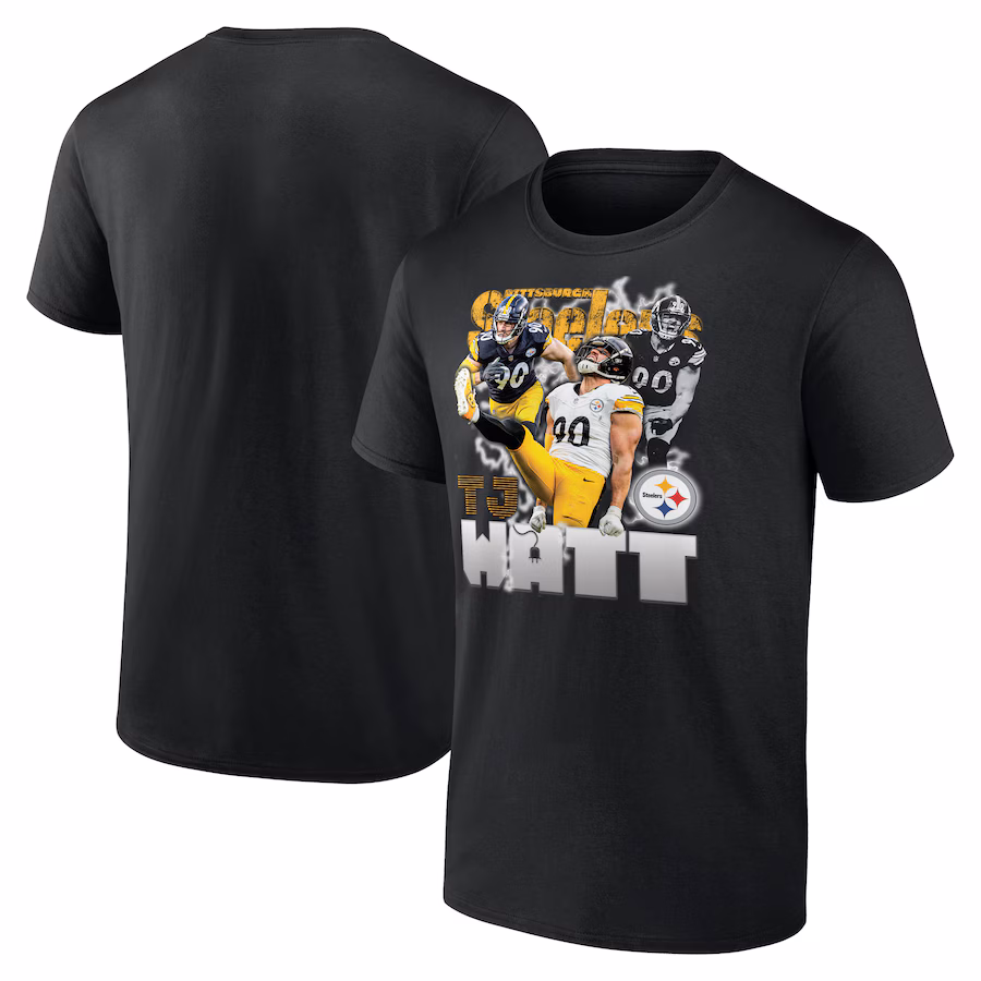 Men's Pittsburgh Steelers T.J. Watt Fanatics Black Notorious Player Graphic T-Shirt - Jersey