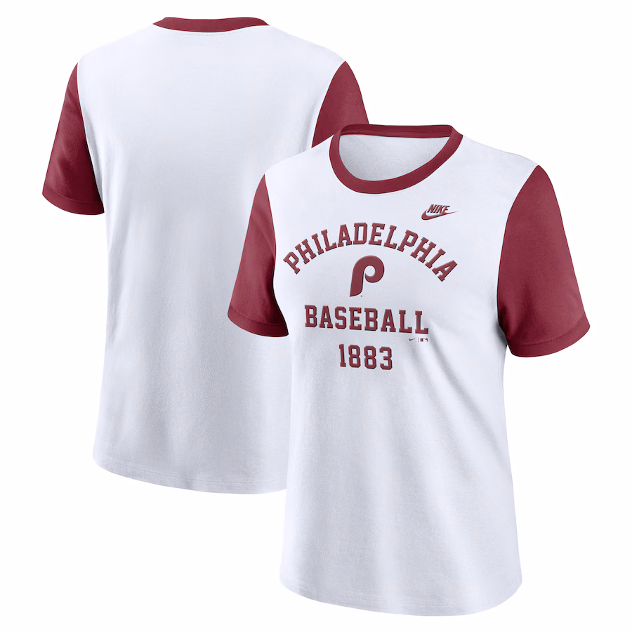 Women's Philadelphia Phillies Nike White Tri-Blend Cooperstown Logo T-Shirt - Jersey