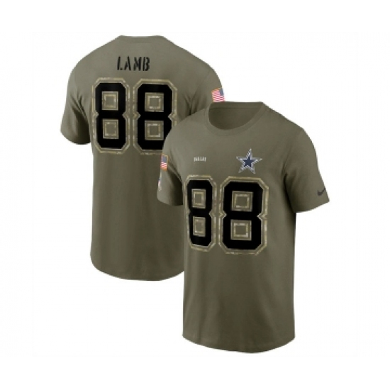 Men's Dallas Cowboys #88 CeeDee Lamb 2022 Olive Salute to Service T-Shirt - Jersey
