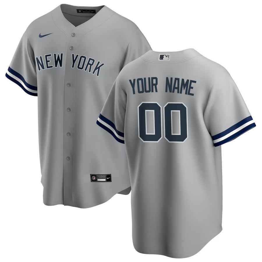 Men's New York Yankees Nike Gray Road Replica Custom Jersey - Jersey