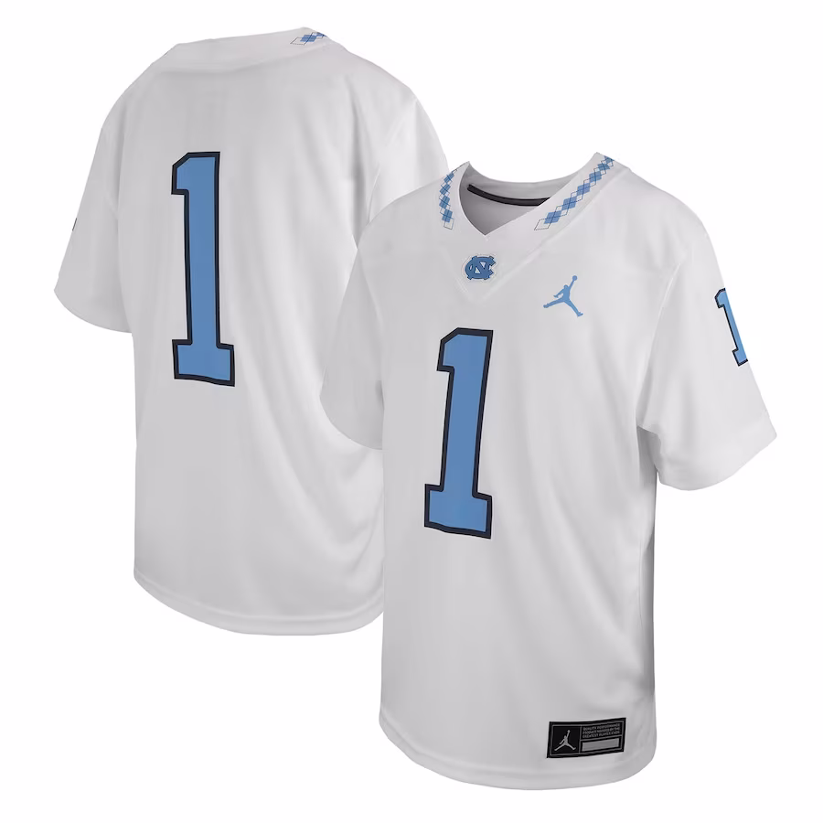 #1 North Carolina Tar Heels Jordan Brand Youth Untouchable Replica Game Jersey - White - Jersey