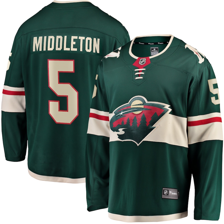 Men's Minnesota Wild Jake Middleton Fanatics Green Home Breakaway Player Jersey - Jersey