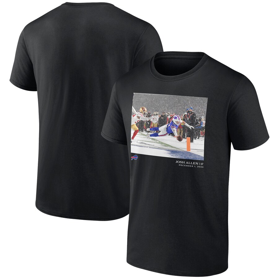 Men's Buffalo Bills Josh Allen Black NFL Flash Features Week 13 T-Shirt - Jersey