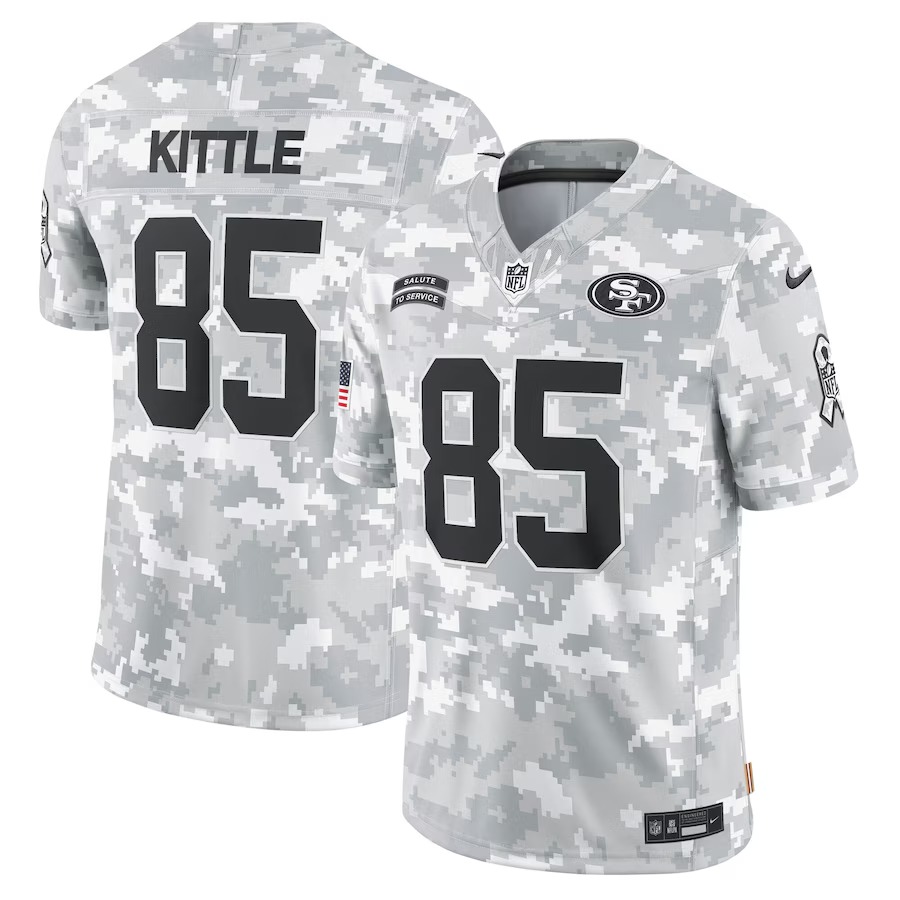 Men's San Francisco 49ers George Kittle Nike Arctic Camo 2024 Salute to Service Limited Jersey - Jersey