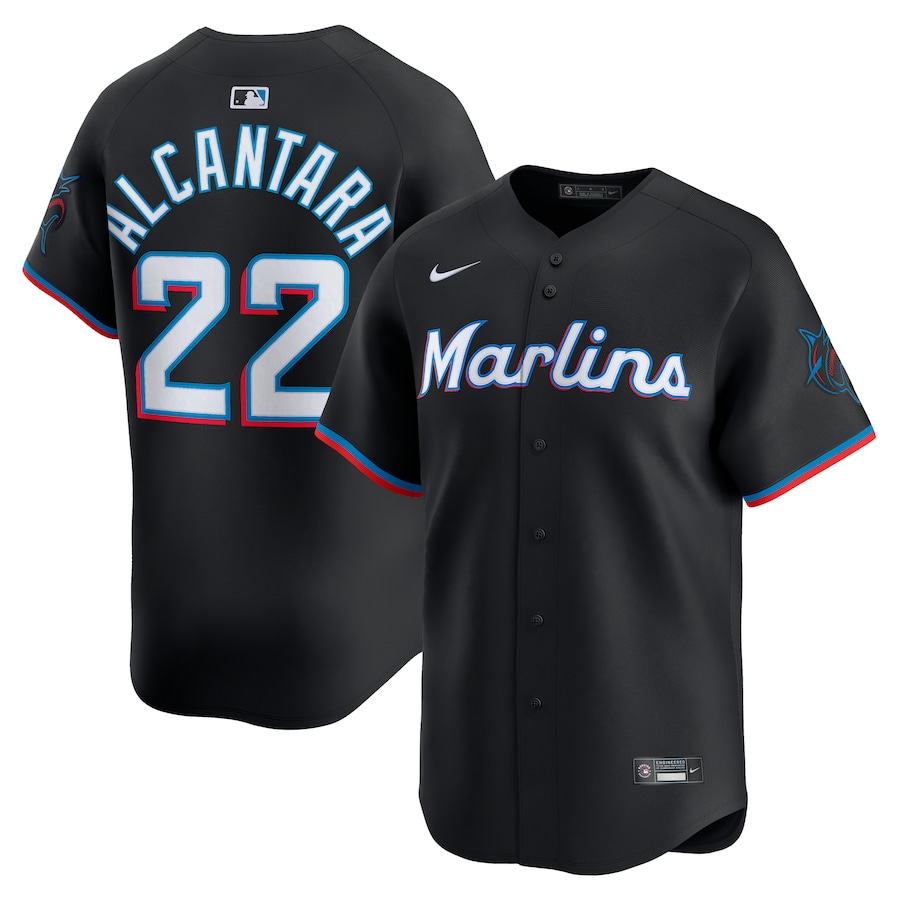 Men's Miami Marlins Sandy Alcantara Nike Black Alternate Limited Player Jersey - Jersey