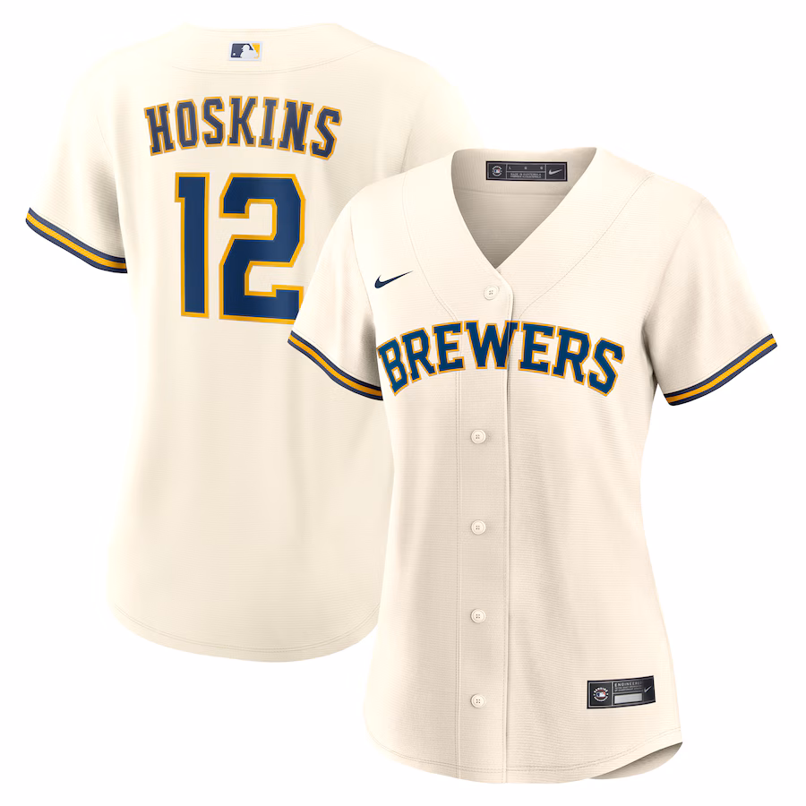 Women's Milwaukee Brewers Rhys Hoskins Nike White Home Replica Jersey - Jersey