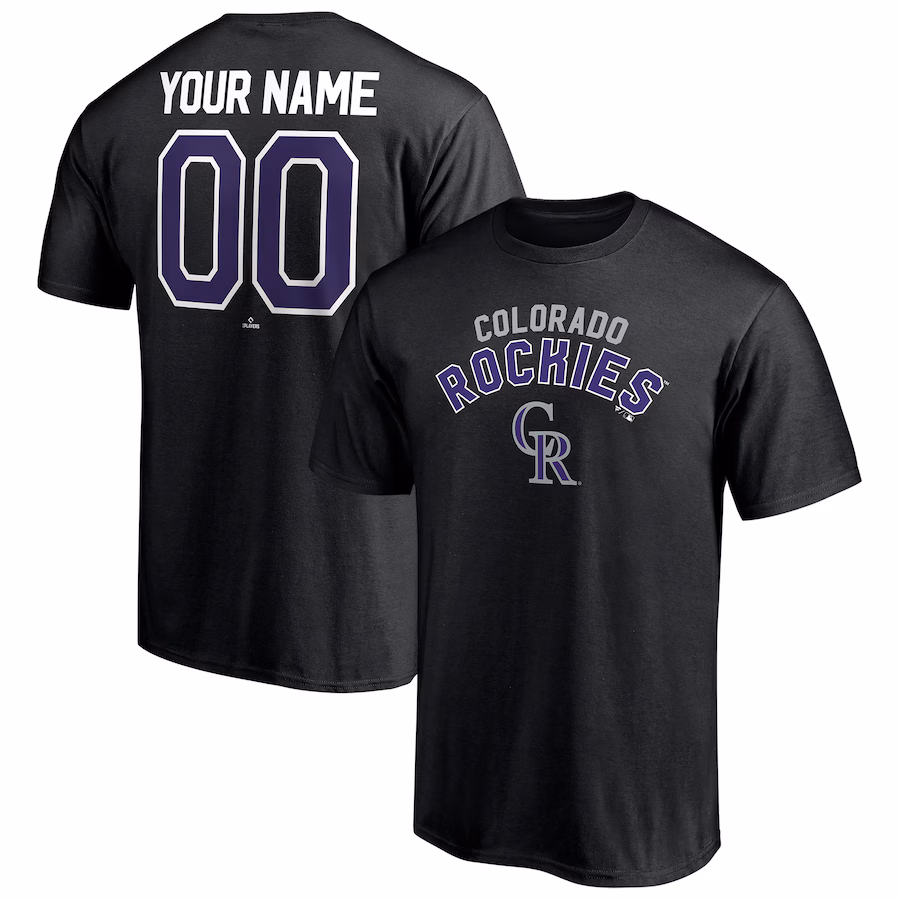 Men's Colorado Rockies Black Personalized Team Winning Streak Name & Number T-Shirt - Jersey