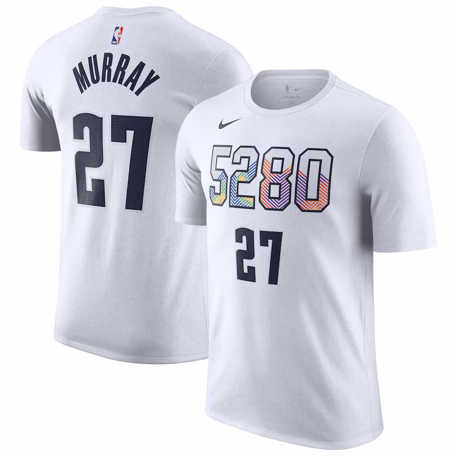 Men's Denver Nuggets Jamal Murray Nike White 2024/25 City Edition Name & Number T-Shirt - Jersey