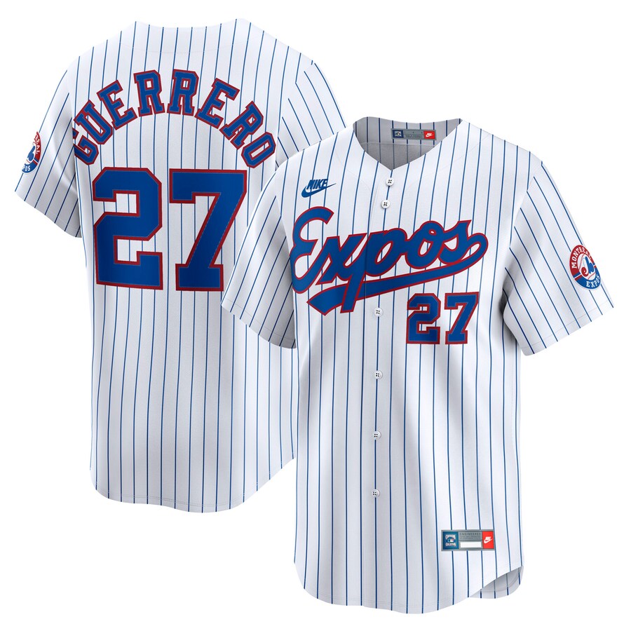Men's Montreal Expos Vladimir Guerrero Nike White Throwback Cooperstown Collection Limited Jersey - Jersey