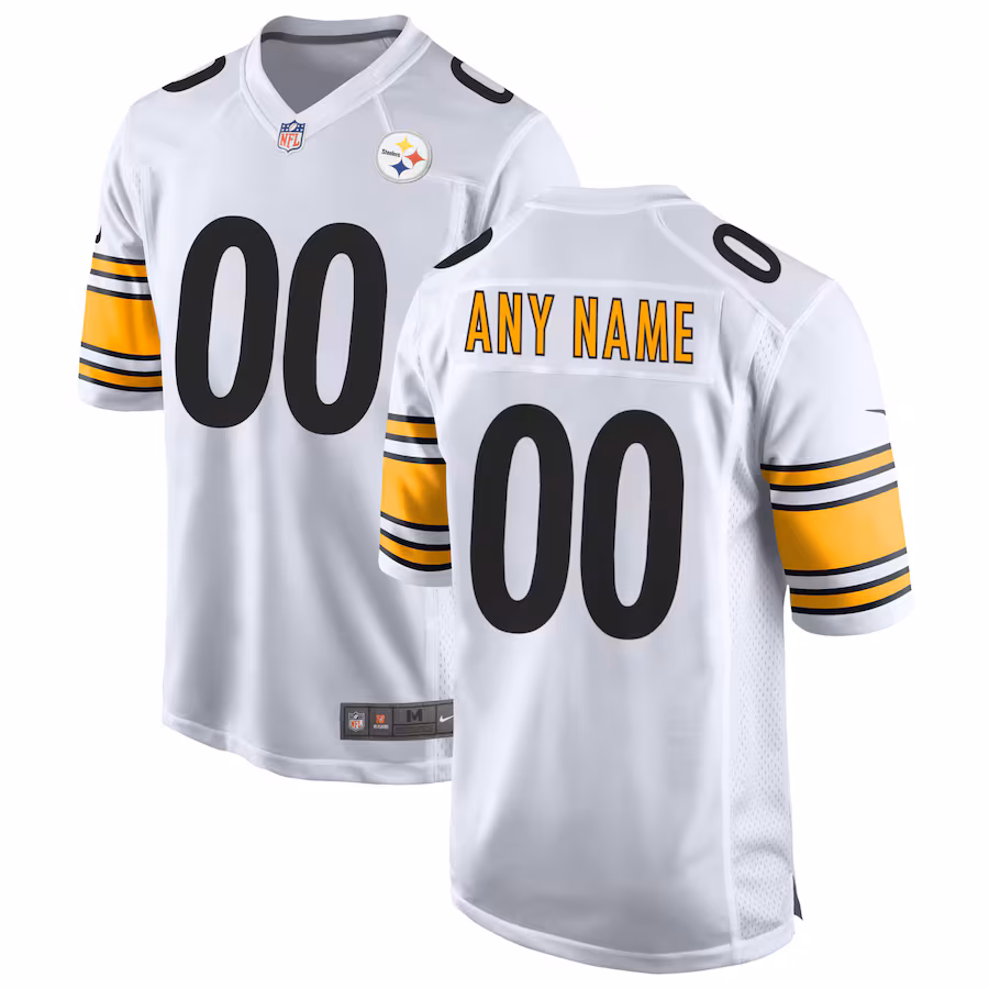 Men's Nike White Pittsburgh Steelers Away Custom Game Jersey - Jersey