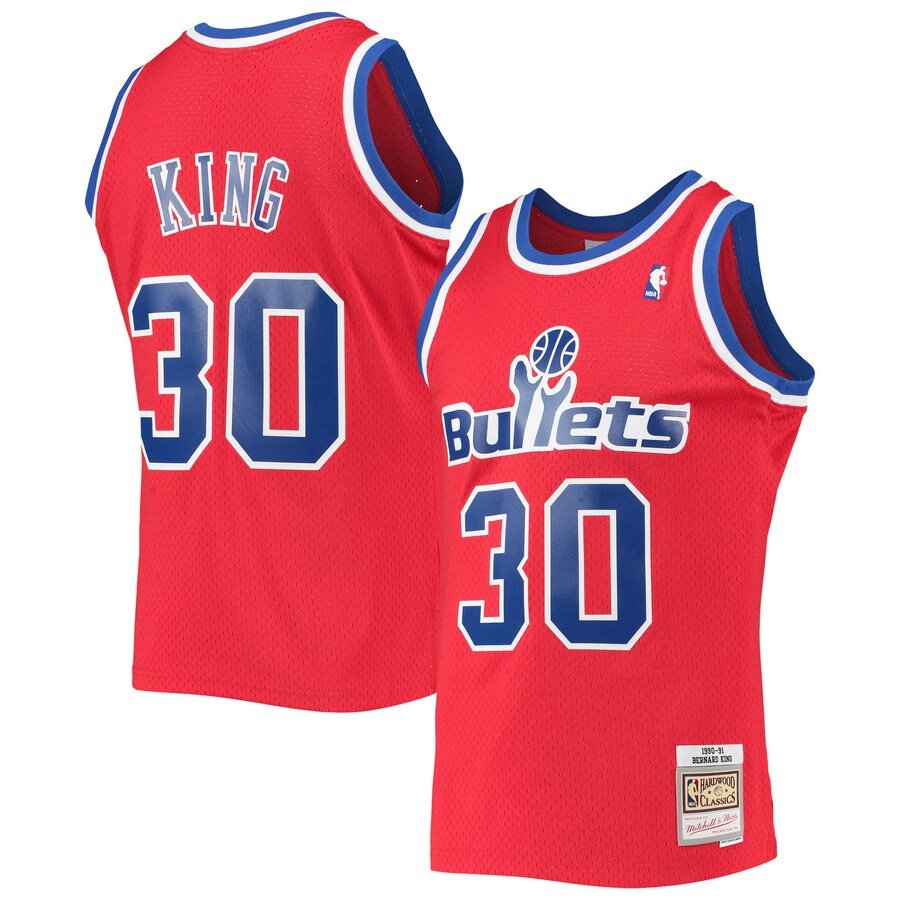 Men's Washington Bullets Bernard King Mitchell & Ness Red 1990/91 Hardwood Classics Swingman Jersey - Jersey