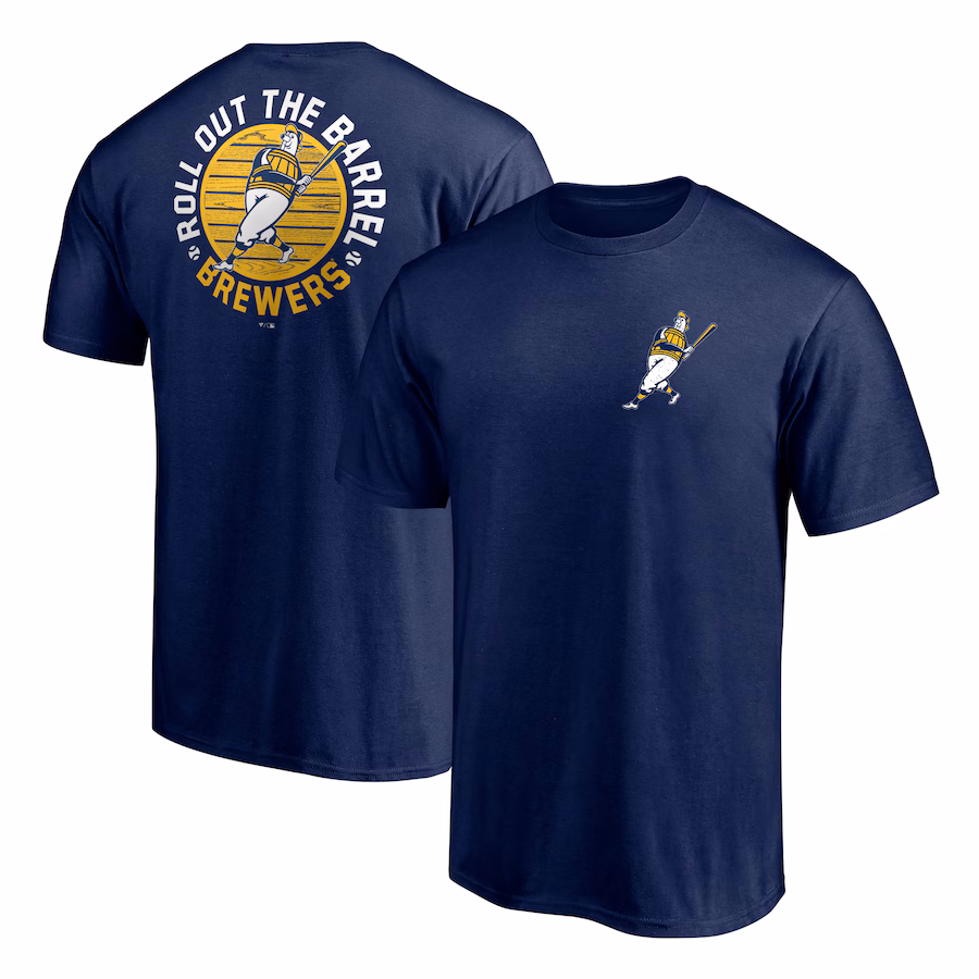 Men's Milwaukee Brewers Navy Roll Out the Barrel T-Shirt - Jersey