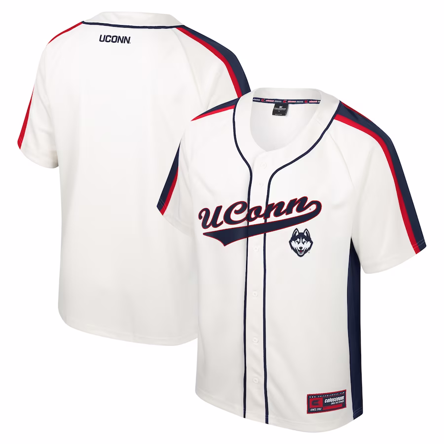 UConn Huskies Colosseum Ruth Button-Up Baseball Jersey - Cream - Jersey