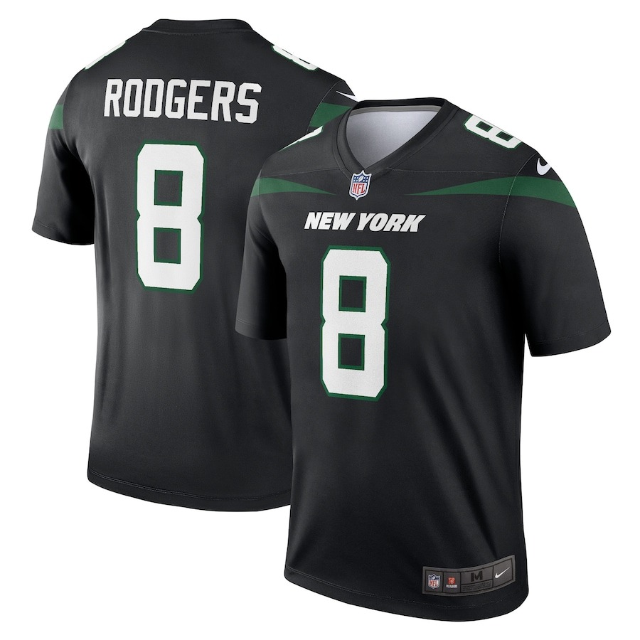 Men's New York Jets Aaron Rodgers Nike Stealth Black Alternate Legend Player Jersey - Jersey