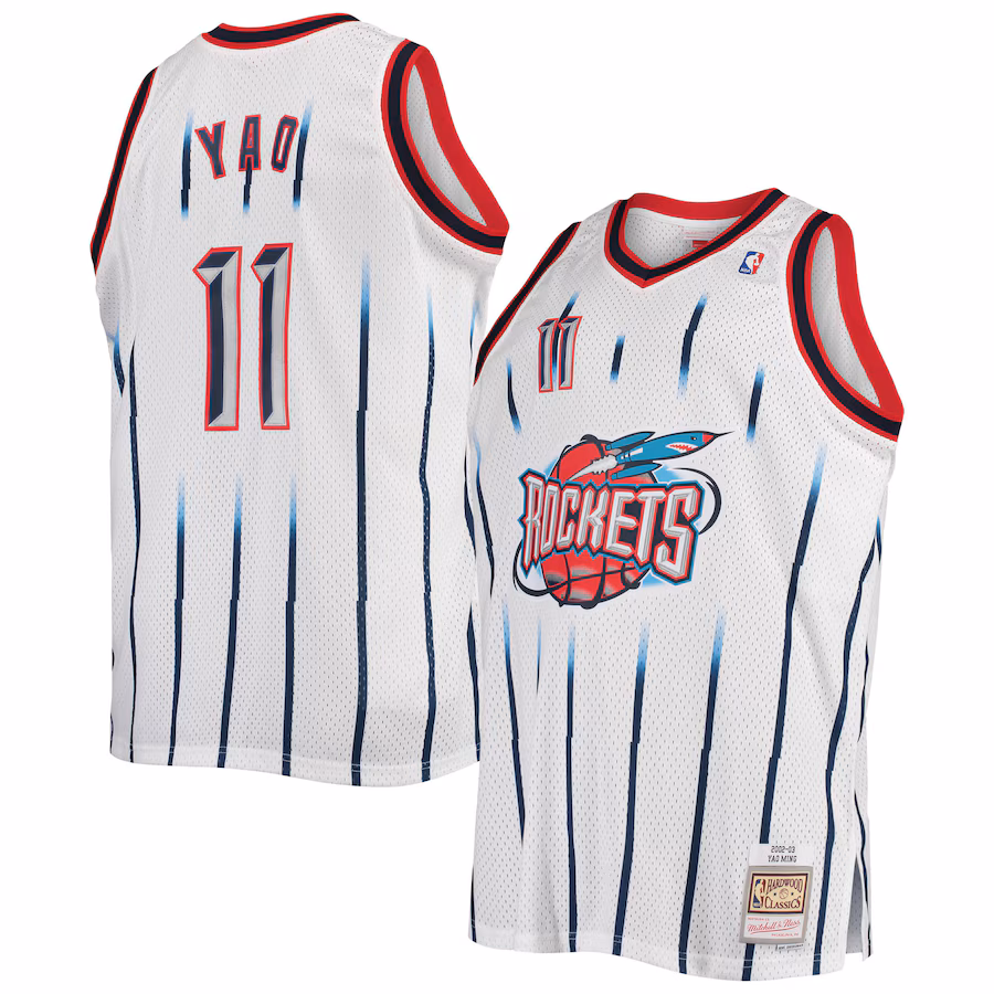Men's Houston Rockets Yao Ming Mitchell & Ness White 2002/03 Big & Tall Hardwood Classics Swingman Jersey - Jersey
