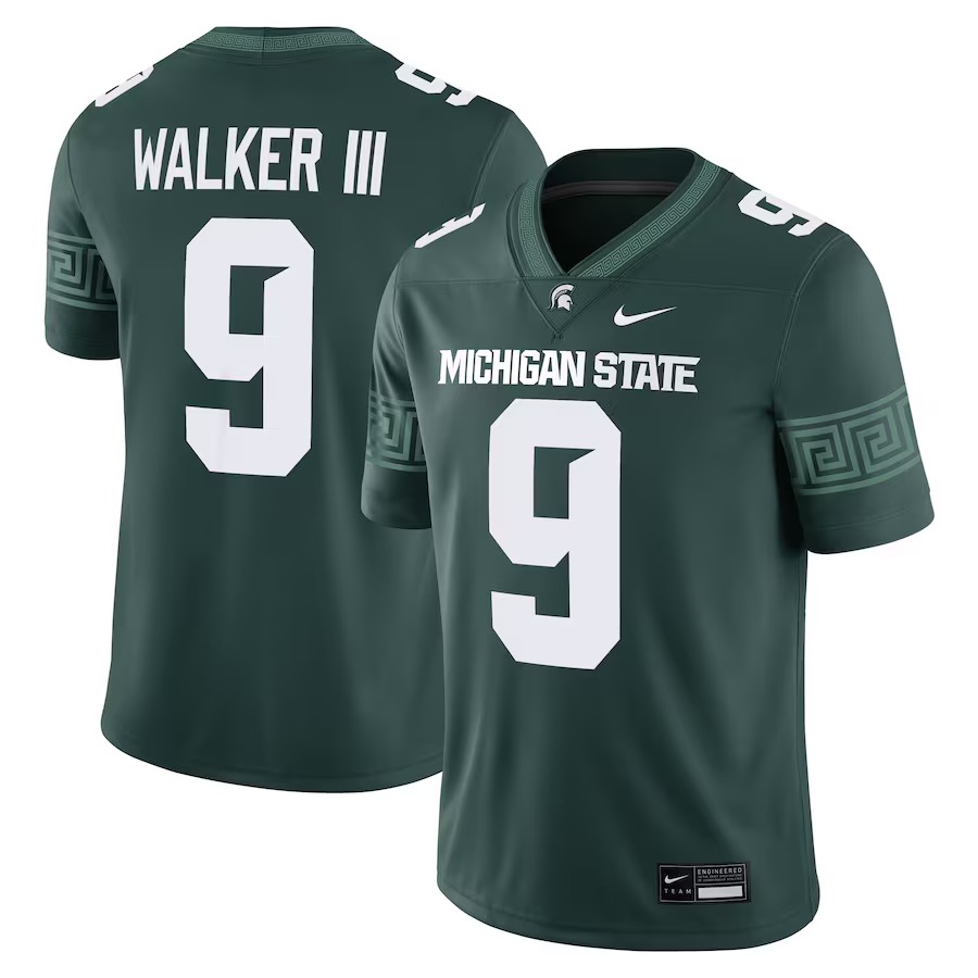 Men's Nike Kenneth Walker III Green Michigan State Spartans Player Game Jersey - Jersey