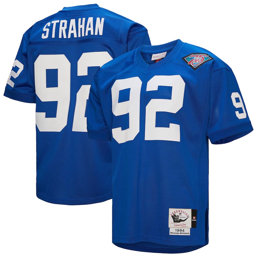 Men's New York Giants 1994 Michael Strahan Mitchell & Ness Royal Authentic Throwback Retired Player Jersey - Jersey