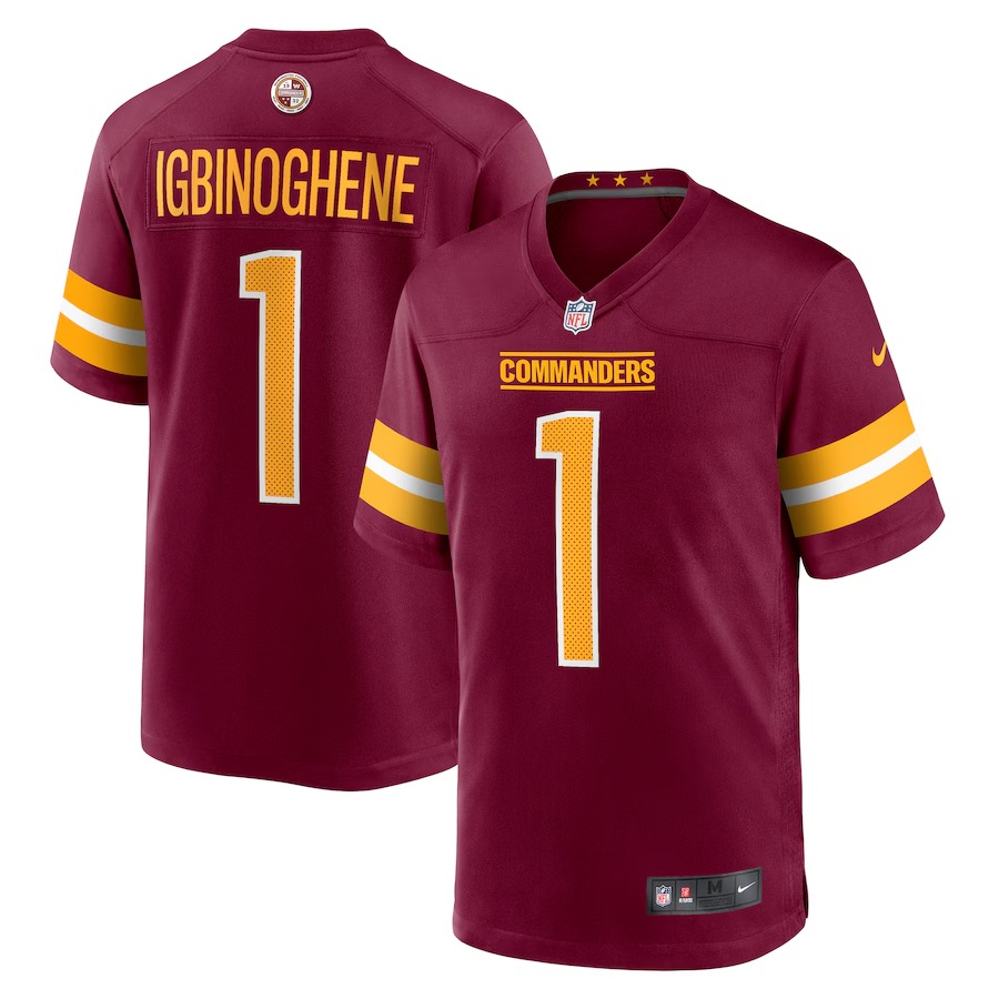 Men's Washington Commanders Noah Igbinoghene Nike Burgundy Game Jersey - Jersey
