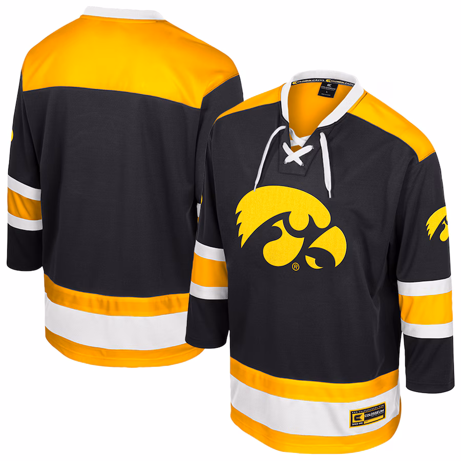 Men's Colosseum  Black Iowa Hawkeyes Athletic Machine Fashion Hockey Jersey - Jersey